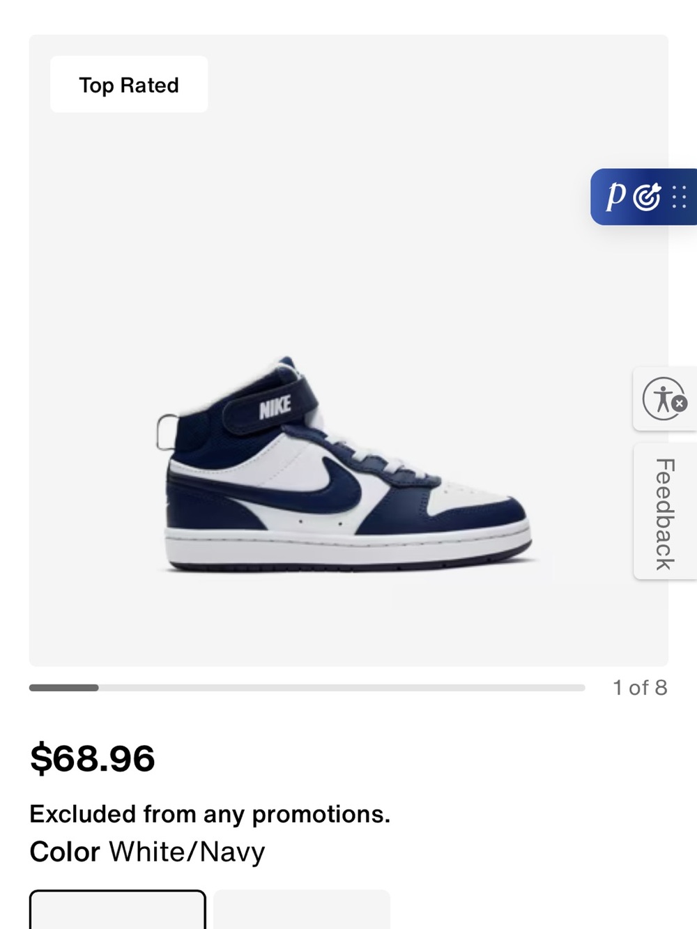 Nike White and Navy High-Top Sneakers - Picture 6 of 8